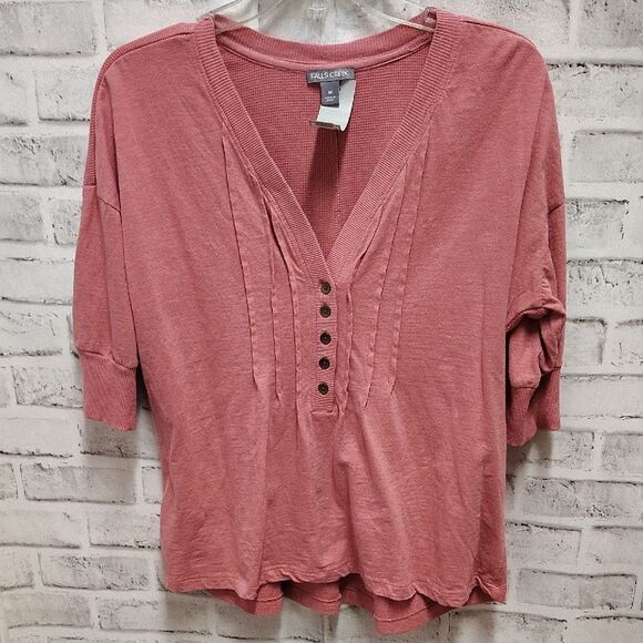 Falls Creek Pink Boxy 3/4 Sleeve Blouse - Picture 1 of 3